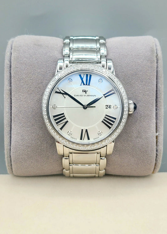 David Yurman Classic Quartz Watch Stainless Steel with Diamond Bezel, 38mm