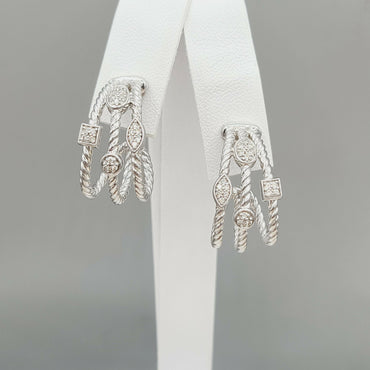  David Yurman Confetti Earrings Three Row with Diamonds