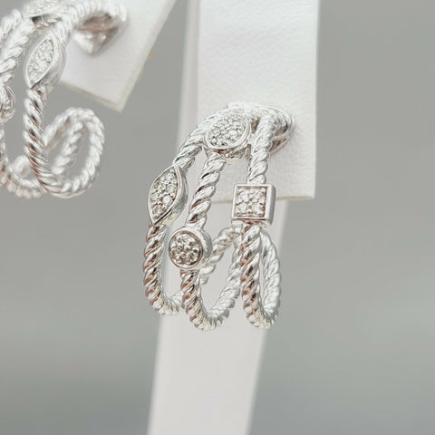  David Yurman Confetti Earrings Three Row with Diamonds