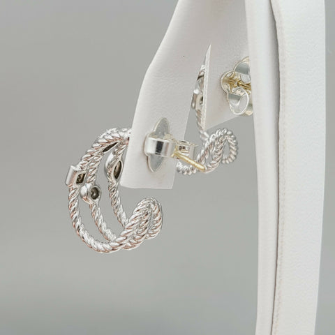  David Yurman Confetti Earrings Three Row with Diamonds