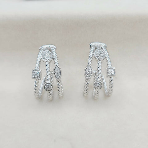  David Yurman Confetti Earrings Three Row with Diamonds