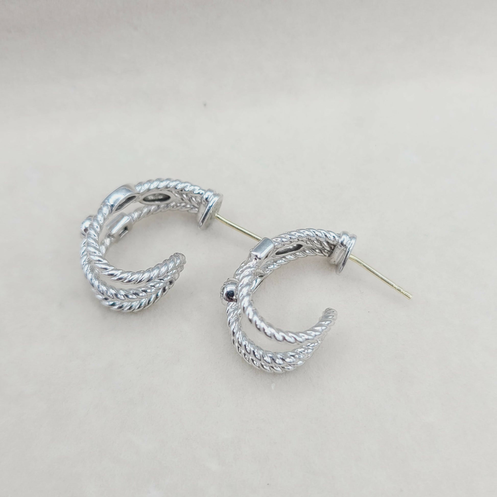 David Yurman Confetti Earrings Three Row with Diamonds    #