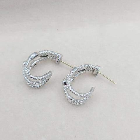  David Yurman Confetti Earrings Three Row with Diamonds