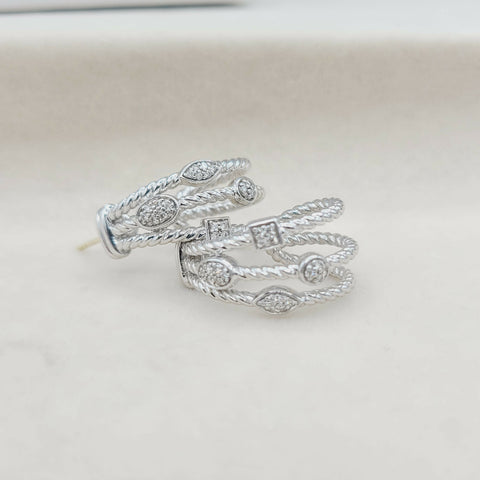  David Yurman Confetti Earrings Three Row with Diamonds