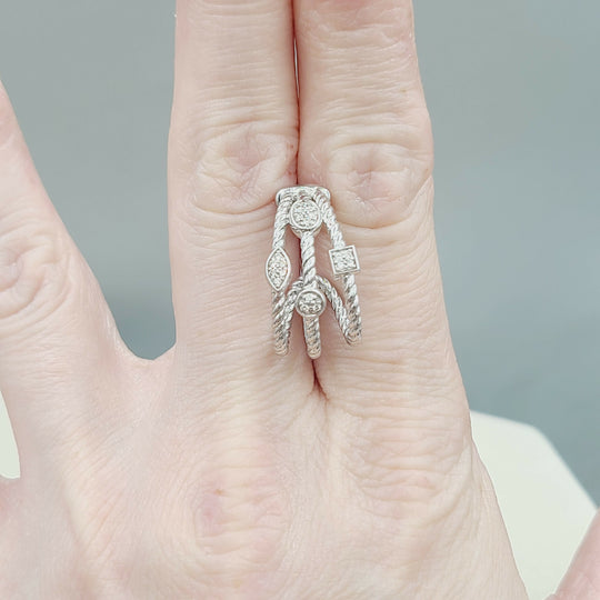  David Yurman Confetti Earrings Three Row with Diamonds