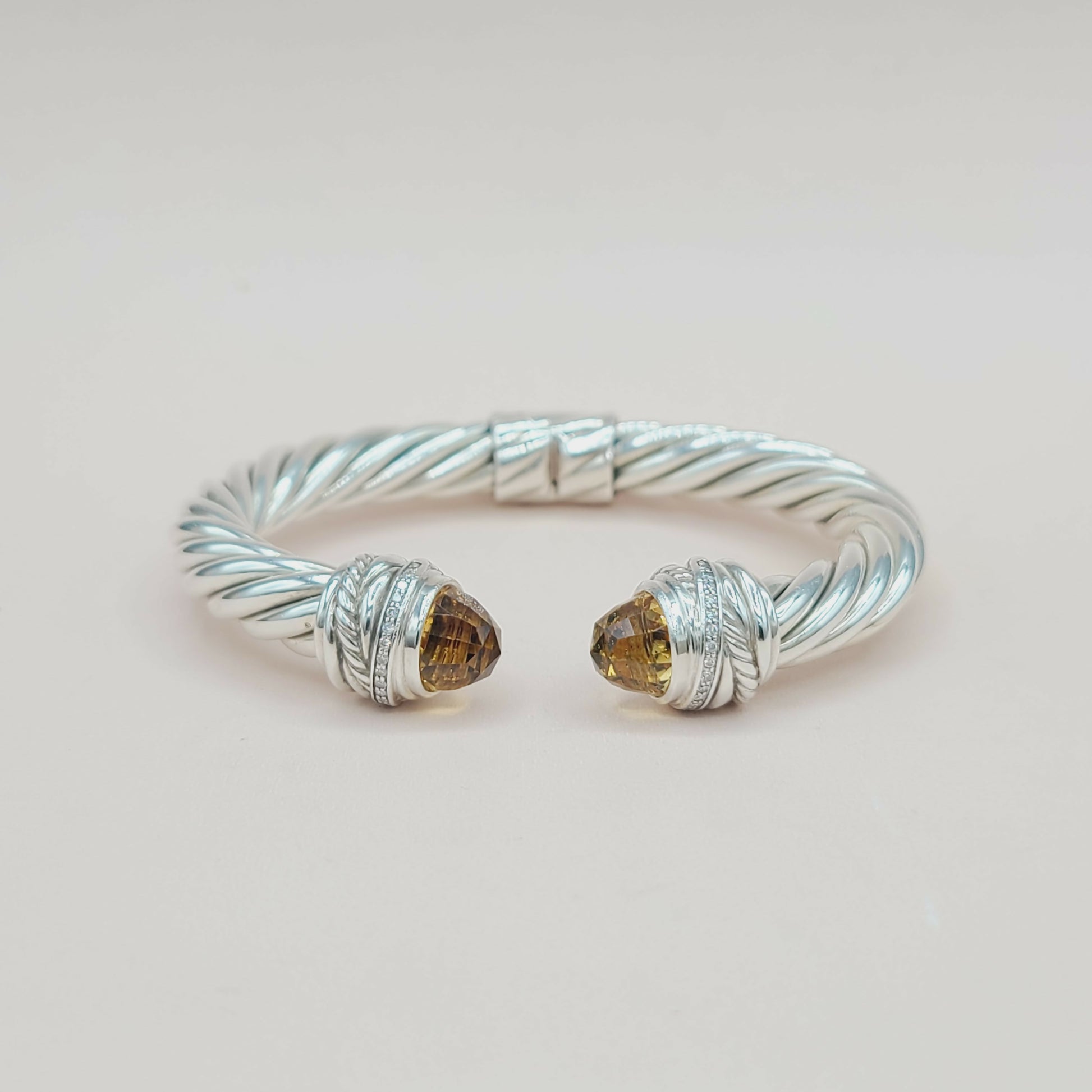 David Yurman Crossover Bracelet 8.5mm Citrine & Diamonds  AYW Luxury #