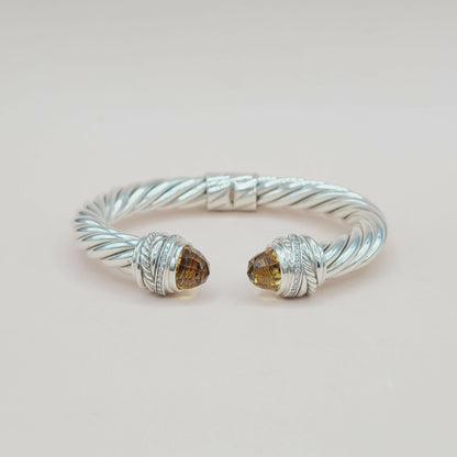 David Yurman Crossover Bracelet 8.5mm Citrine & Diamonds  AYW Luxury #