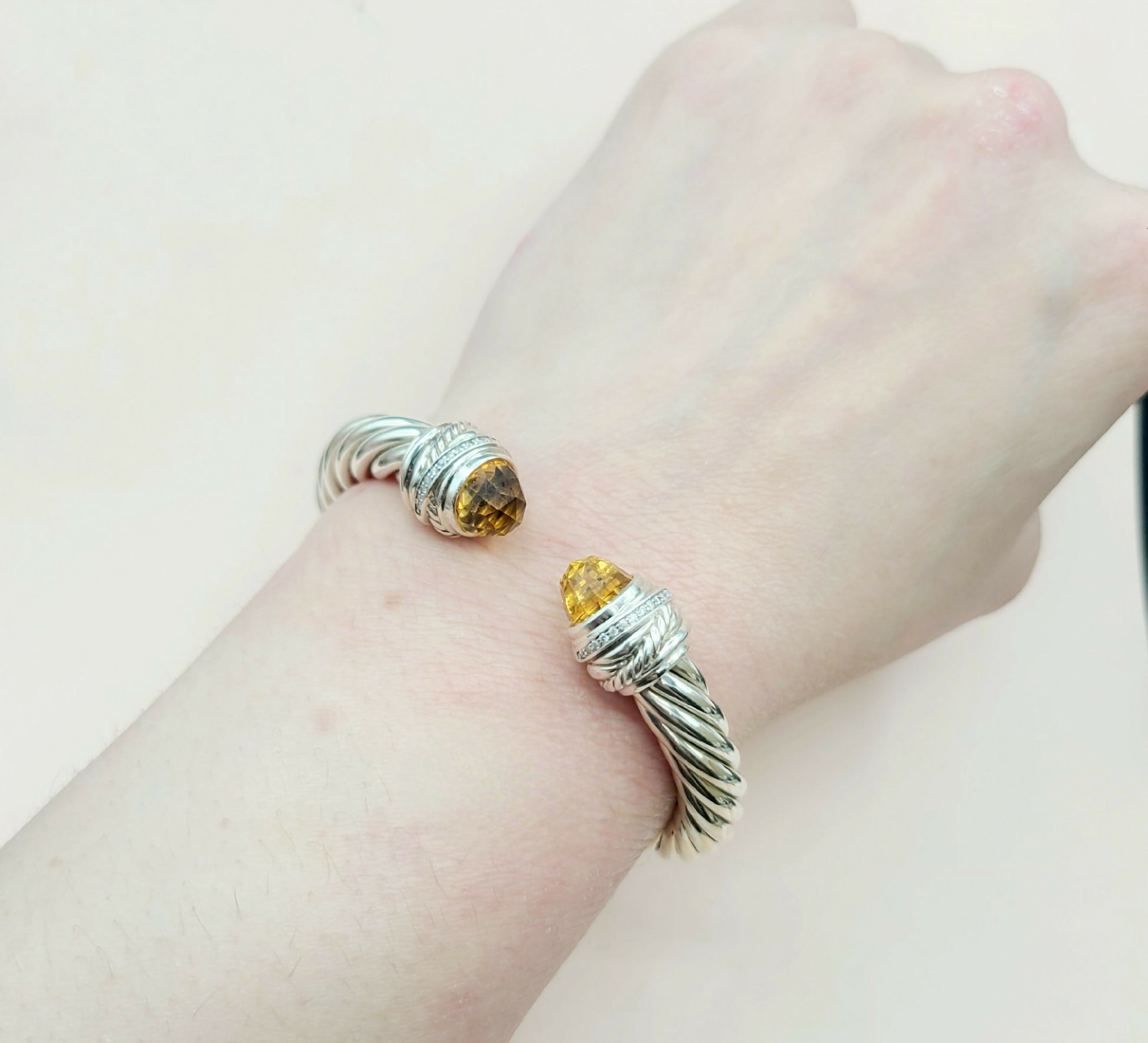 David Yurman Crossover Bracelet 8.5mm Citrine & Diamonds  AYW Luxury #