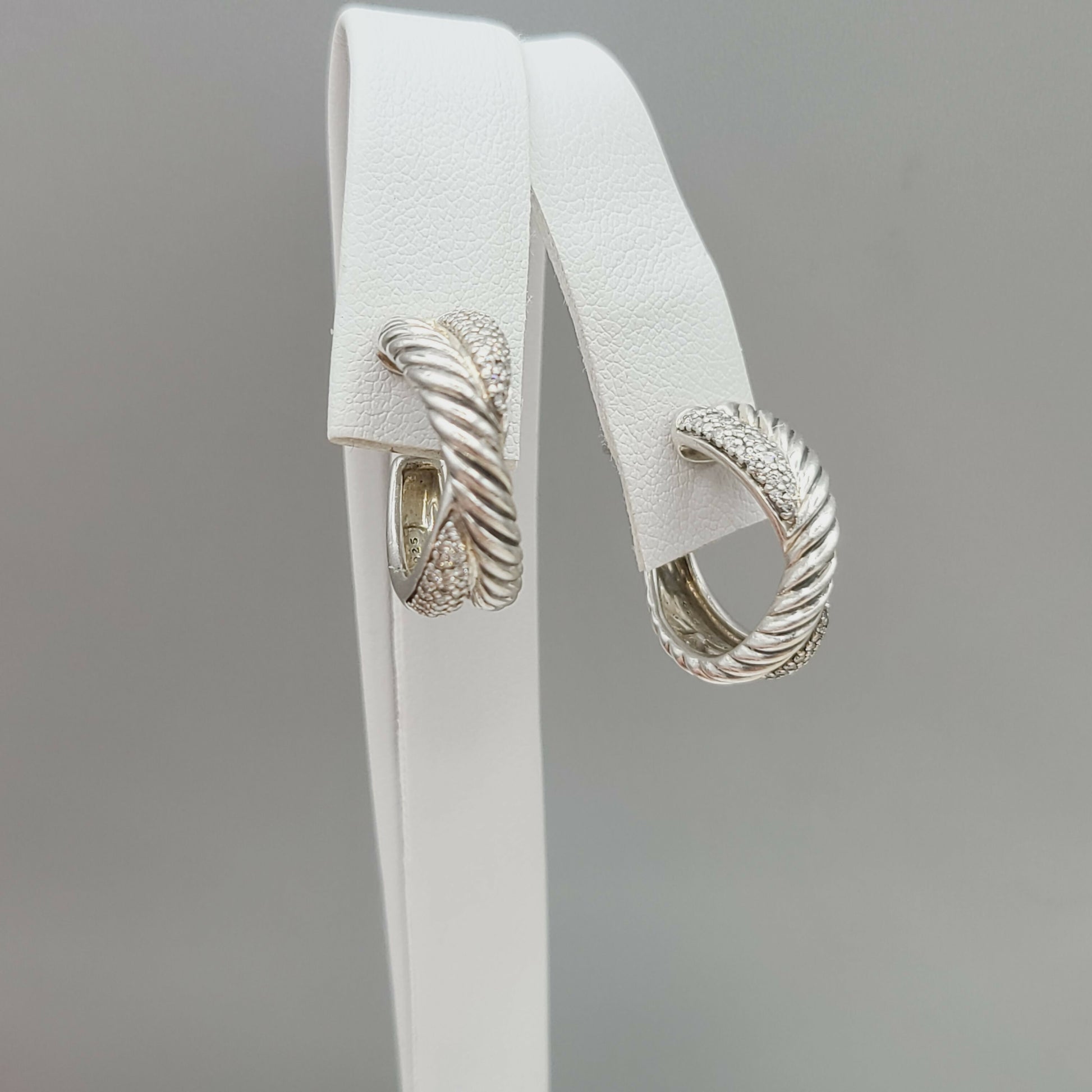 David Yurman Wide Crossover X Diamond Earrings  AYW Luxury #