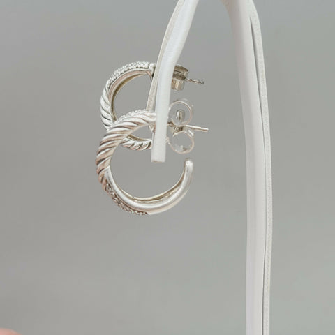  David Yurman Crossover Earrings Wide X Design with Diamonds