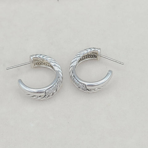  David Yurman Crossover Earrings Wide X Design with Diamonds