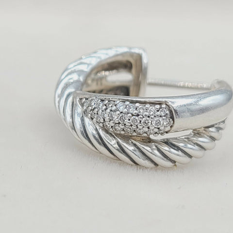  David Yurman Crossover Earrings Wide X Design with Diamonds