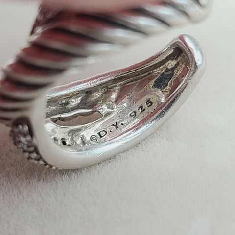  David Yurman Crossover Earrings Wide X Design with Diamonds