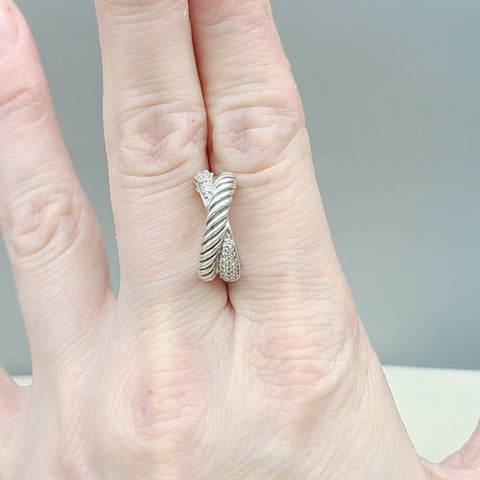  David Yurman Crossover Earrings Wide X Design with Diamonds