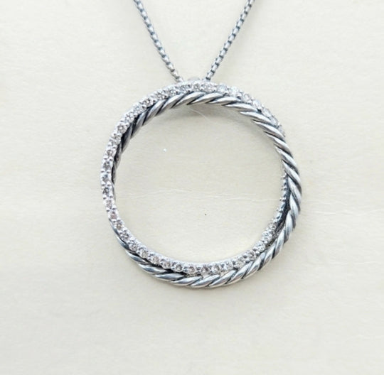  David Yurman Crossover Necklace Pave Diamond Circle