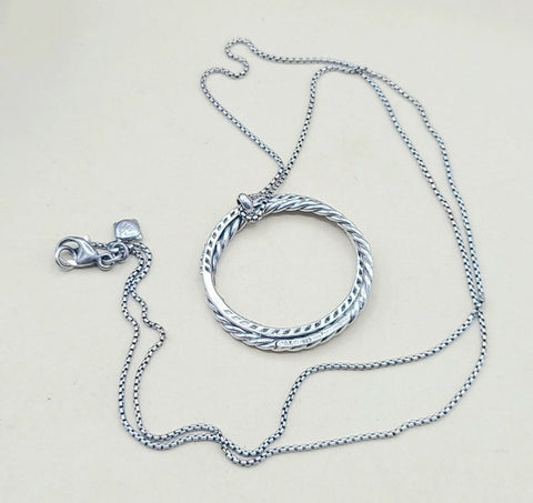 David Yurman Crossover Necklace Pave Diamond Circle