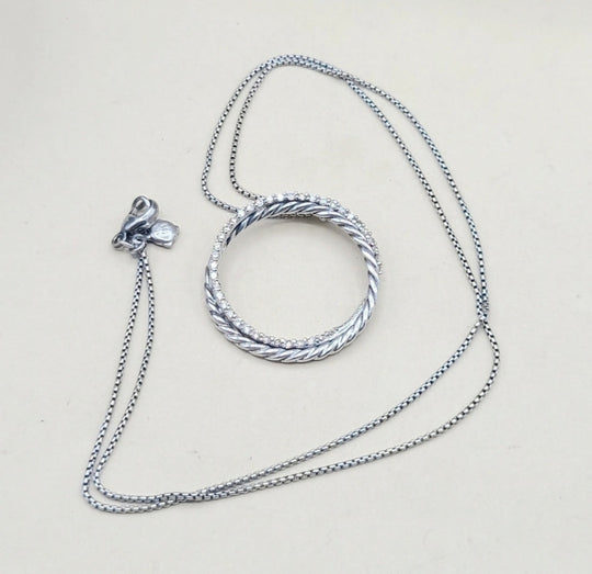  David Yurman Crossover Necklace Pave Diamond Circle