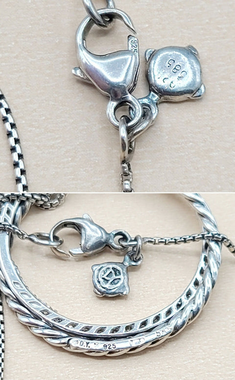 David Yurman Crossover Necklace Pave Diamond Circle