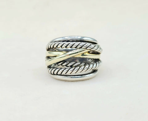  David Yurman Crossover Ring Wide with Gold