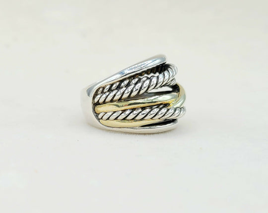  David Yurman Crossover Ring Wide with Gold