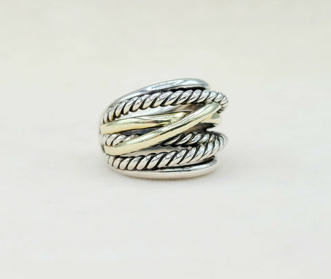  David Yurman Crossover Ring Wide with Gold