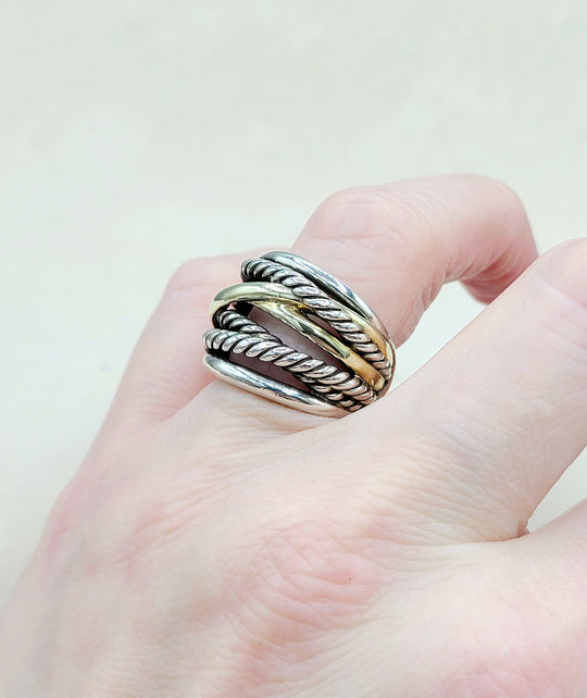  David Yurman Crossover Ring Wide with Gold