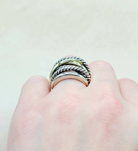  David Yurman Crossover Ring Wide with Gold