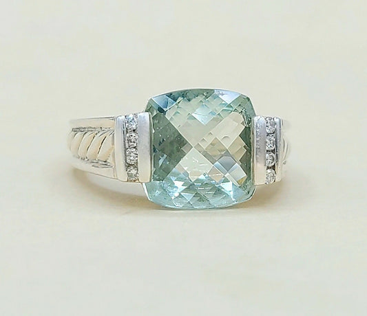David Yurman Deco Ring – Prasiolite & Diamonds  AYW Luxury #