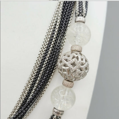 David Yurman Diamond Quatrefoil Quartz Bead Multi Chain Necklace