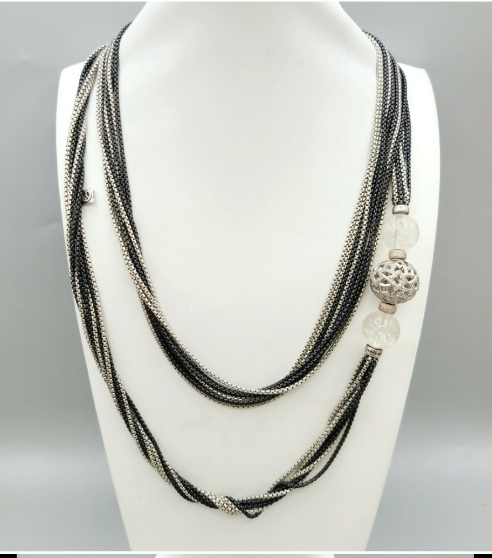 David Yurman Diamond Quatrefoil Quartz Bead Multi Chain Necklace