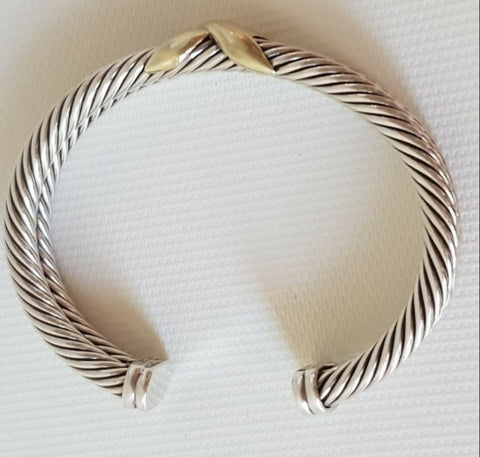  David Yurman Double Cable Bracelet 10mm Gold X Design