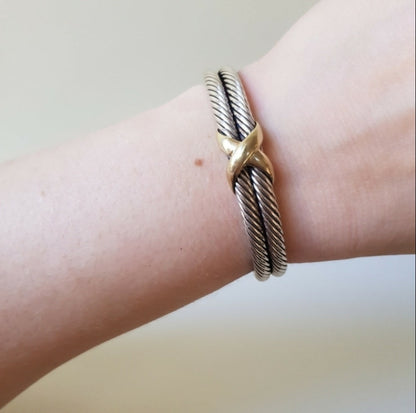 David Yurman Double Cable X Gold Bracelet | Certified Pre-Owned  AYW Luxury #