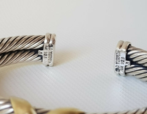  David Yurman Double Cable Bracelet 10mm Gold X Design