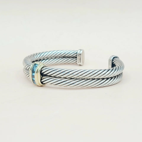  David Yurman Double Cable Renaissance Bracelet Blue Topaz