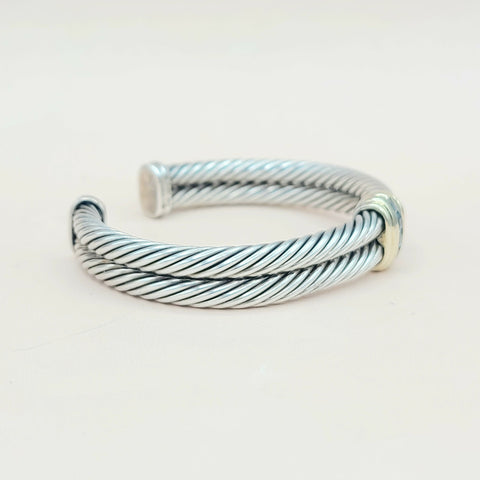  David Yurman Double Cable Renaissance Bracelet Blue Topaz