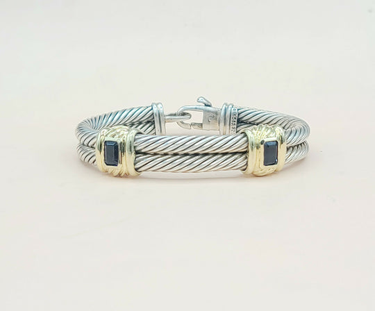  David Yurman Double Cable Renaissance Bracelet Iolite & Gold