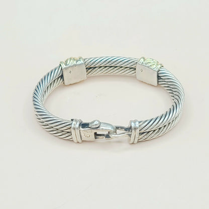    David Yurman Double Cable Renaissance Bracelet Iolite & Gold