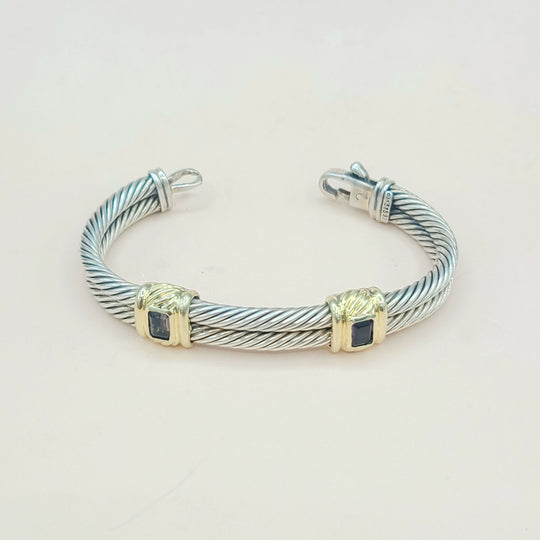  David Yurman Double Cable Renaissance Bracelet Iolite & Gold