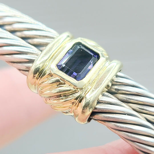  David Yurman Double Cable Renaissance Bracelet Iolite & Gold