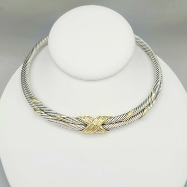  David Yurman Double Cable X Choker Necklace