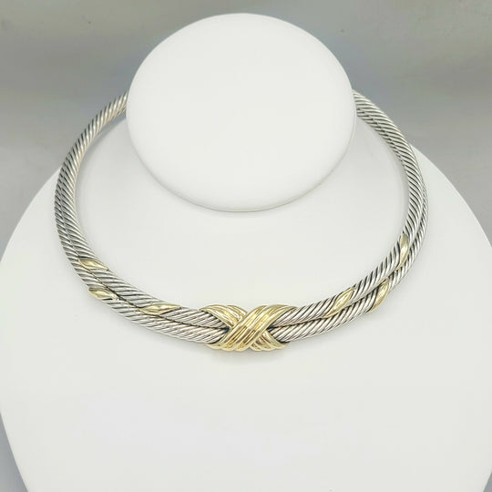  David Yurman Double Cable X Choker Necklace