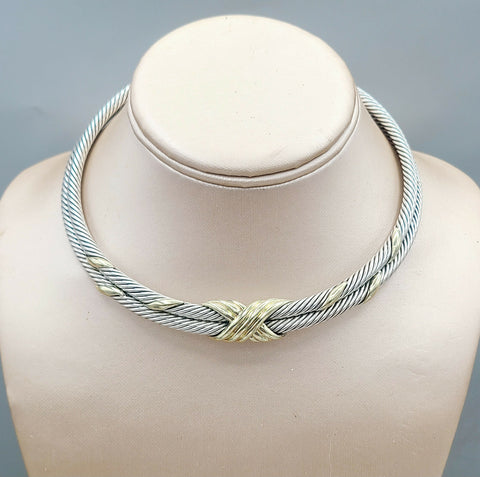 David Yurman Double Cable X Choker Necklace
