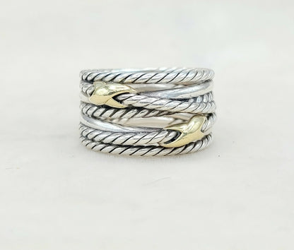 David Yurman Double X Crossover Ring 18K Gold    #