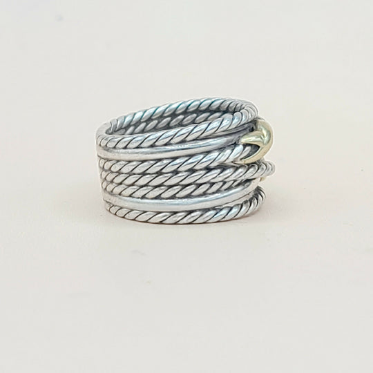  David Yurman Double X Crossover Ring 18K Gold