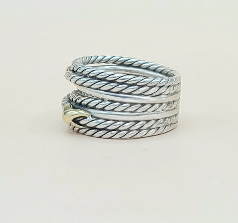  David Yurman Double X Crossover Ring 18K Gold