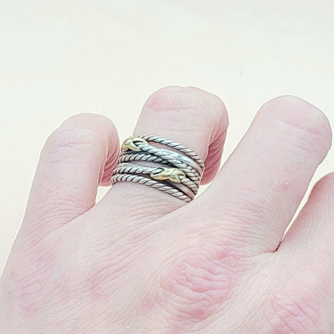  David Yurman Double X Crossover Ring 18K Gold