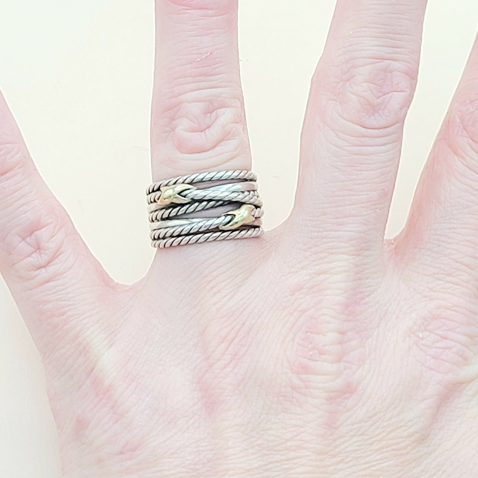 David Yurman Double X Crossover Ring 18K Gold    #