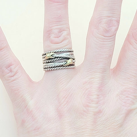  David Yurman Double X Crossover Ring 18K Gold