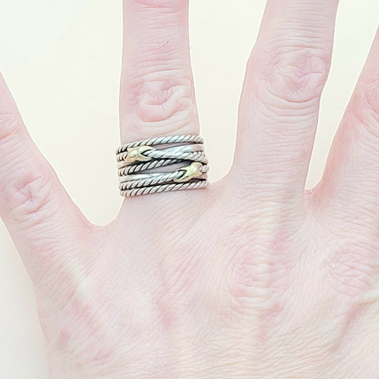  David Yurman Double X Crossover Ring 18K Gold