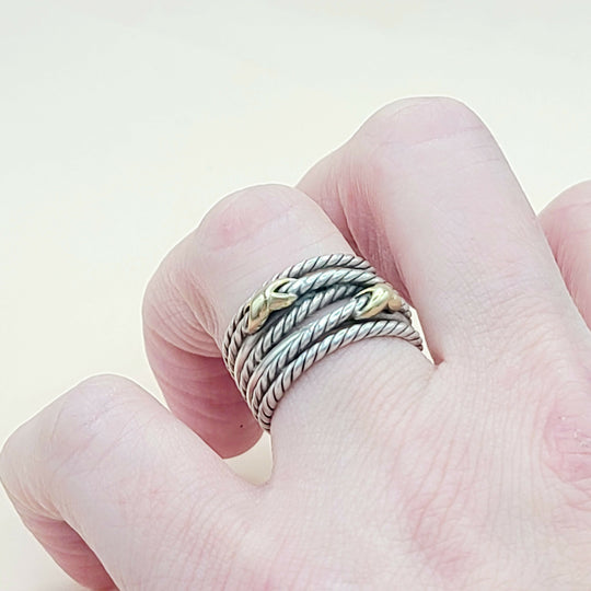  David Yurman Double X Crossover Ring 18K Gold